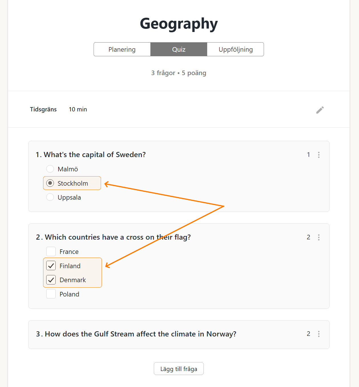 Three types of questions