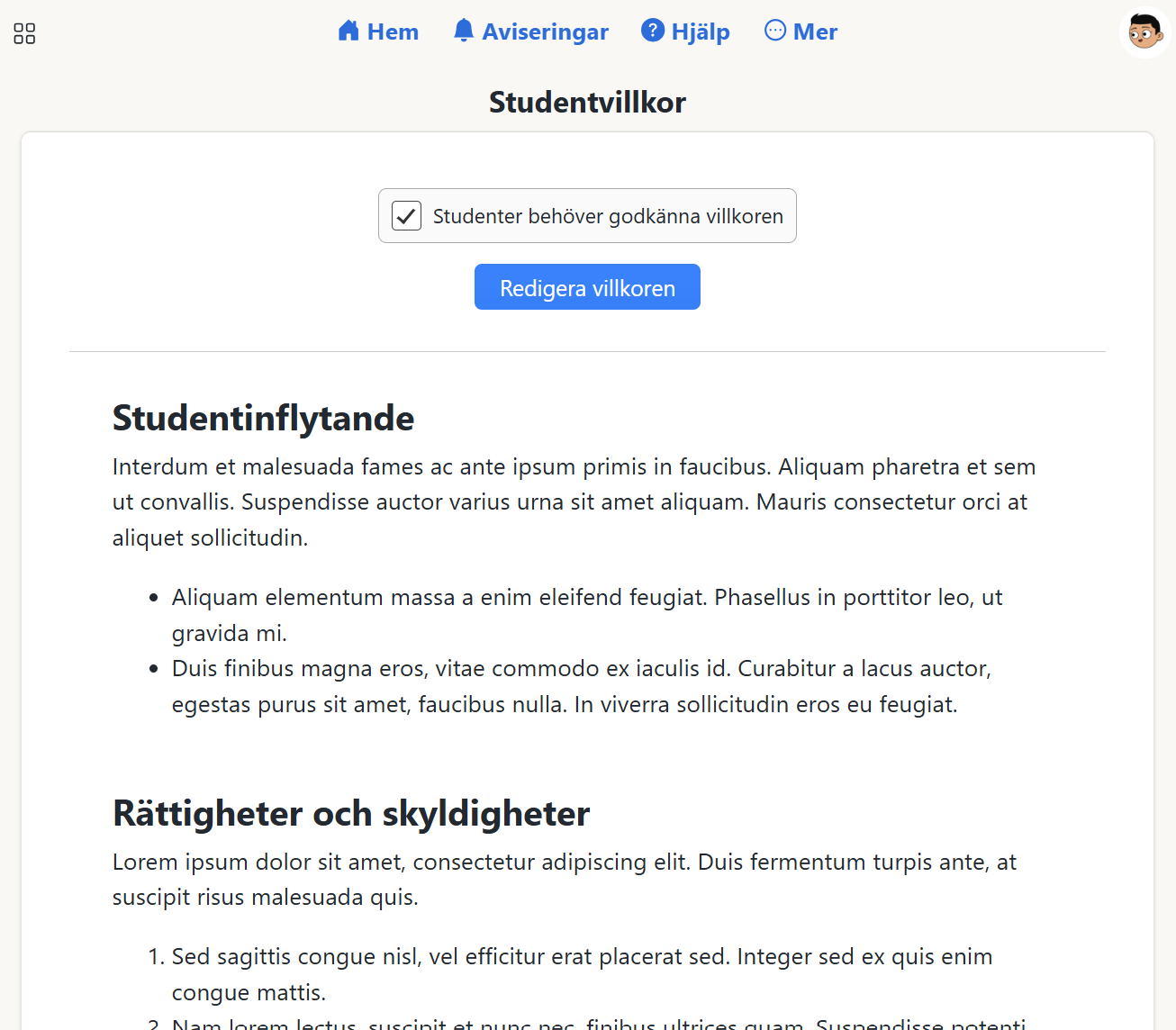 Student agreement